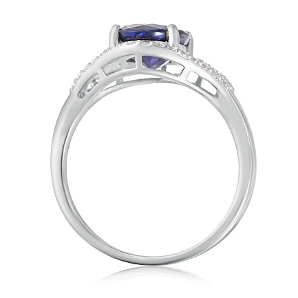 Кольцо из серебра с корундом, фианитом