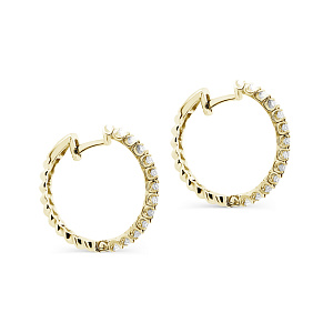 Серьги с английским замком из желтого золота с бриллиантами