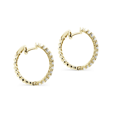 Серьги с английским замком из желтого золота с бриллиантами