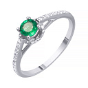 Кольцо из белого золота с бриллиантами, изумрудом