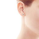 Серьги-пусеты из красного золота с фианитом