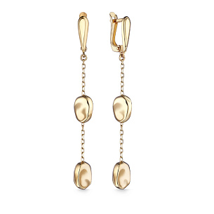 Серьги с английским замком из желтого золота