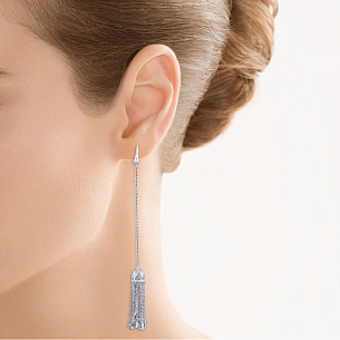 Серьги с английским замком из серебра с фианитом