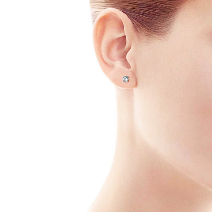 Серьги-пусеты из красного золота с фианитом