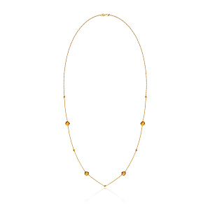 Колье из желтого золота с цитрином, плетение якорное