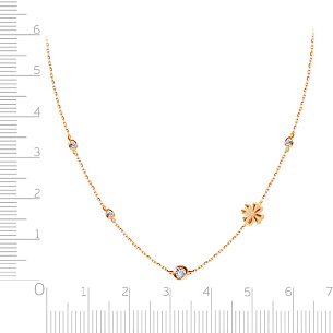 Колье из красного золота с фианитами Цветок