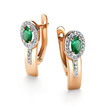 Серьги с английским замком из красного золота с бриллиантами