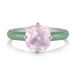 Кольцо из серебра с кварцем, эмалью