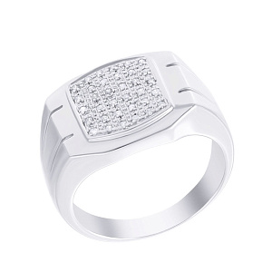 Печатка из белого золота с бриллиантами