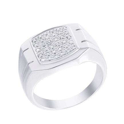 Печатка из белого золота с бриллиантами