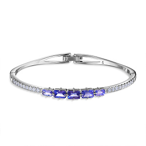 Браслет жесткий из белого золота с бриллиантами