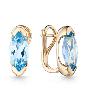 Серьги с английским замком из желтого золота с топазами