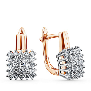 Серьги с английским замком из красного золота с бриллиантами