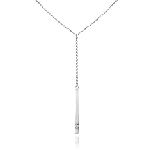 Колье из белого золота с бриллиантом, плетение якорное