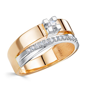 Кольцо из красного золота с бриллиантами