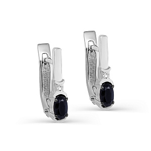 Серьги с английским замком из белого золота с бриллиантами