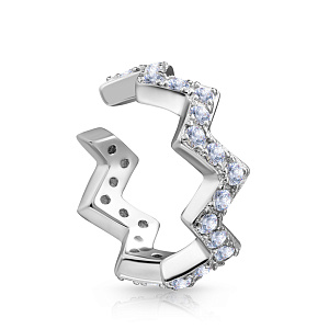 Серьга одиночная из серебра с фианитом