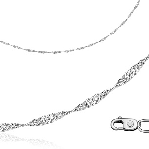 Цепь автомат из белого золота, плетение двойное панцирное