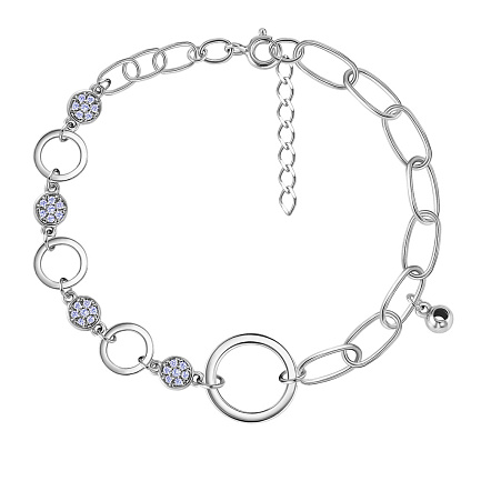 Браслет декоративный из серебра с фианитом