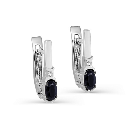 Серьги с английским замком из белого золота с бриллиантами