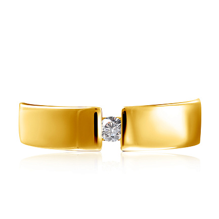 Кольцо обручальное из желтого золота с бриллиантом