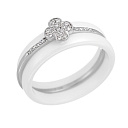 Кольцо из серебра с керамикой, фианитами