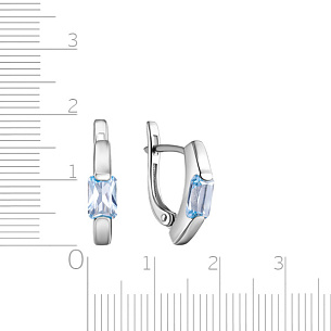 Серьги с английским замком из белого золота с топазом