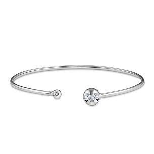 Браслет жесткий из белого золота с бриллиантом