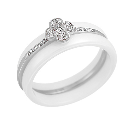 Кольцо из серебра с керамикой, фианитами