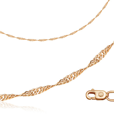 Цепь автомат из серебра с позолотой, плетение двойное панцирное