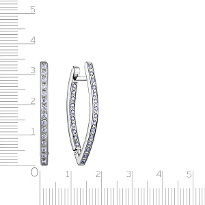 Серьги с английским замком из серебра с фианитом