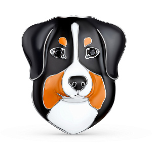 Брошь из серебра с фианитом, эмалью