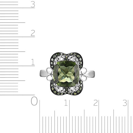 Кольцо из белого золота с молдавитом