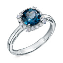 Кольцо из белого золота с бриллиантами, топазом