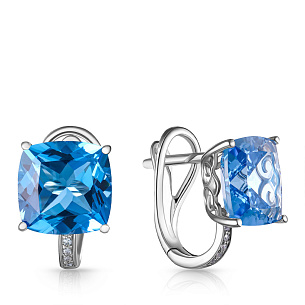 Серьги с английским замком из белого золота с бриллиантом