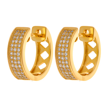 Серьги с английским замком из серебра с фианитами