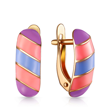 Серьги с английским замком из серебра с позолотой