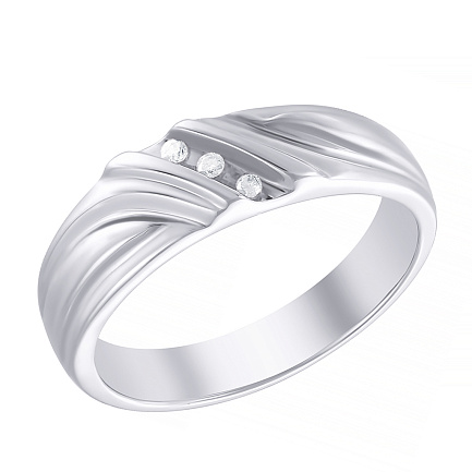 Кольцо обручальное из белого золота с бриллиантами
