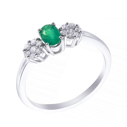 Кольцо помолвочное из белого золота с бриллиантами