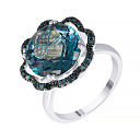 Кольцо из белого золота с бриллиантами, топазом