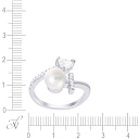 Кольцо из серебра с жемчугом, фианитом