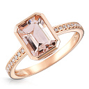 Кольцо из красного золота с бриллиантами, морганитом