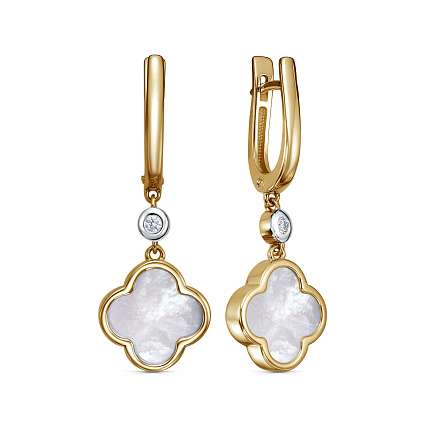 Серьги с английским замком из красного золота с бриллиантами