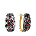 Серьги с английским замком из желтого золота с бриллиантами