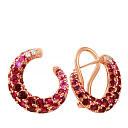 Серьги из красного золота с бриллиантами, рубинами