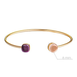 Браслет декоративный из желтого золота с кварцем и аметистом