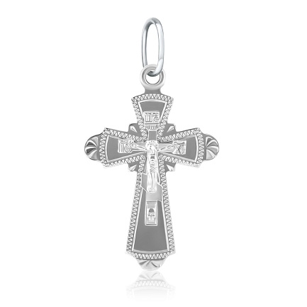 Крест ручной работы из белого золота