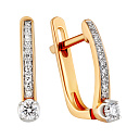 Серьги с английским замком из красного золота с бриллиантами