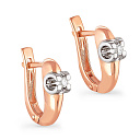 Серьги с английским замком из красного золота с бриллиантами