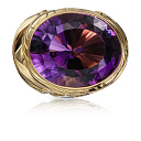 Кольцо из желтого золота с бриллиантами, аметистом
